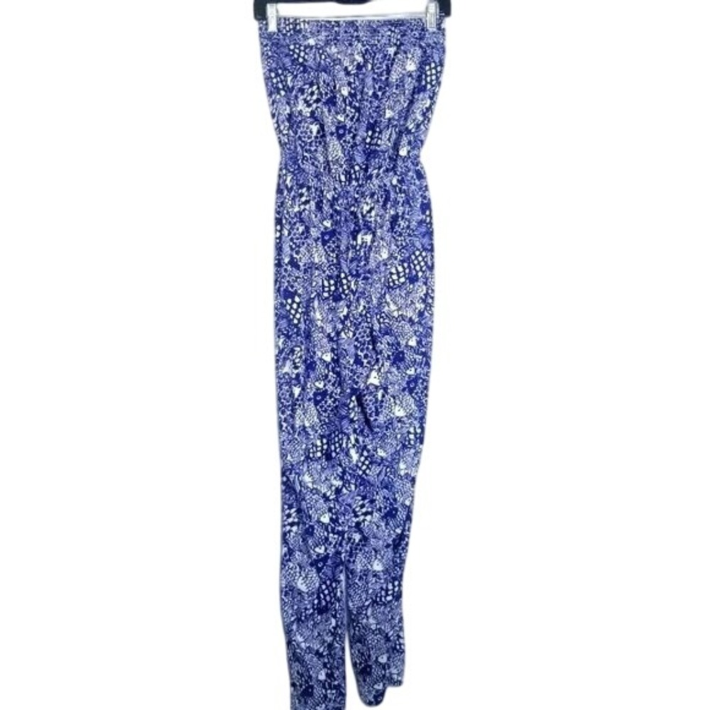 Lilly Pulitzer‎ x Target Strapless Upstream Jumpsuit Blue/Fish  Size XS tube top